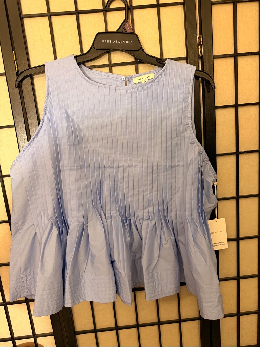Free Assembly Light Blue Pintuck Peplum Tank - Picture 2 of 3